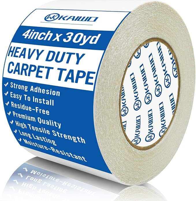 Heavy Duty Carpet Tape Double Sided 4 INx30YD Rug Tape by KAIWO