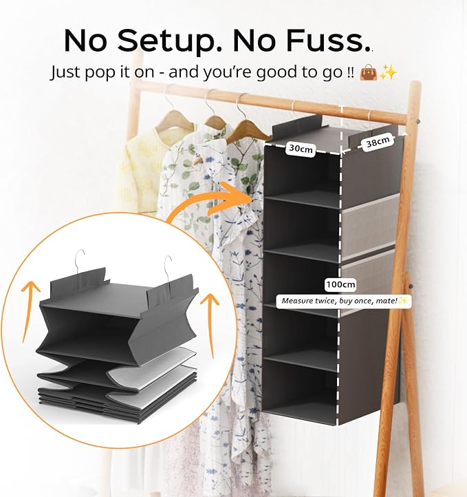 Deep Hanging Closet Organizers and Storage, Closet Hanging Storage Shelves - Image 5