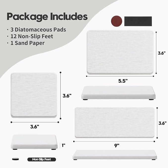 3PCS Bathroom Sink Vanity Trays, Quick Stone Drying Mat Dish Soap Dispenser - Image 3