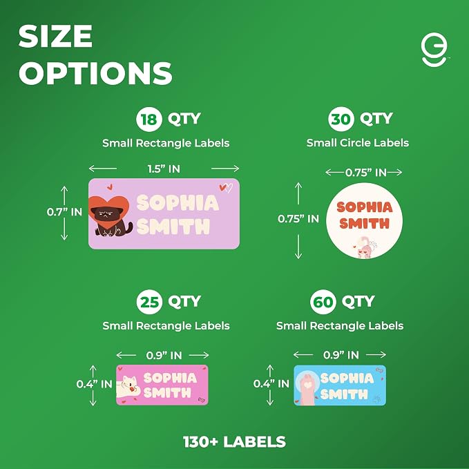 Personalized Name Tag Stickers for Kids | Cat Waterproof Labels for School - Image 2