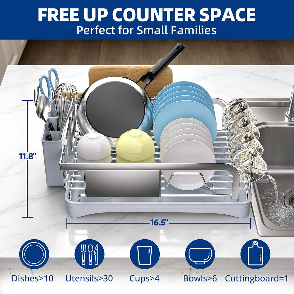 Godboat Dish Drying Rack -304 Stainless Steel Dish Rack for Kitchen Counter