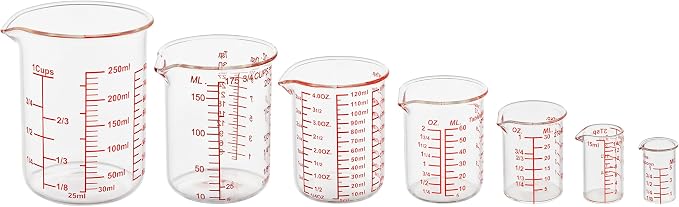 Ackers 7-Piece Glass Measuring Cup Set, Borosilicate Beaker Style Nesting - Image 9