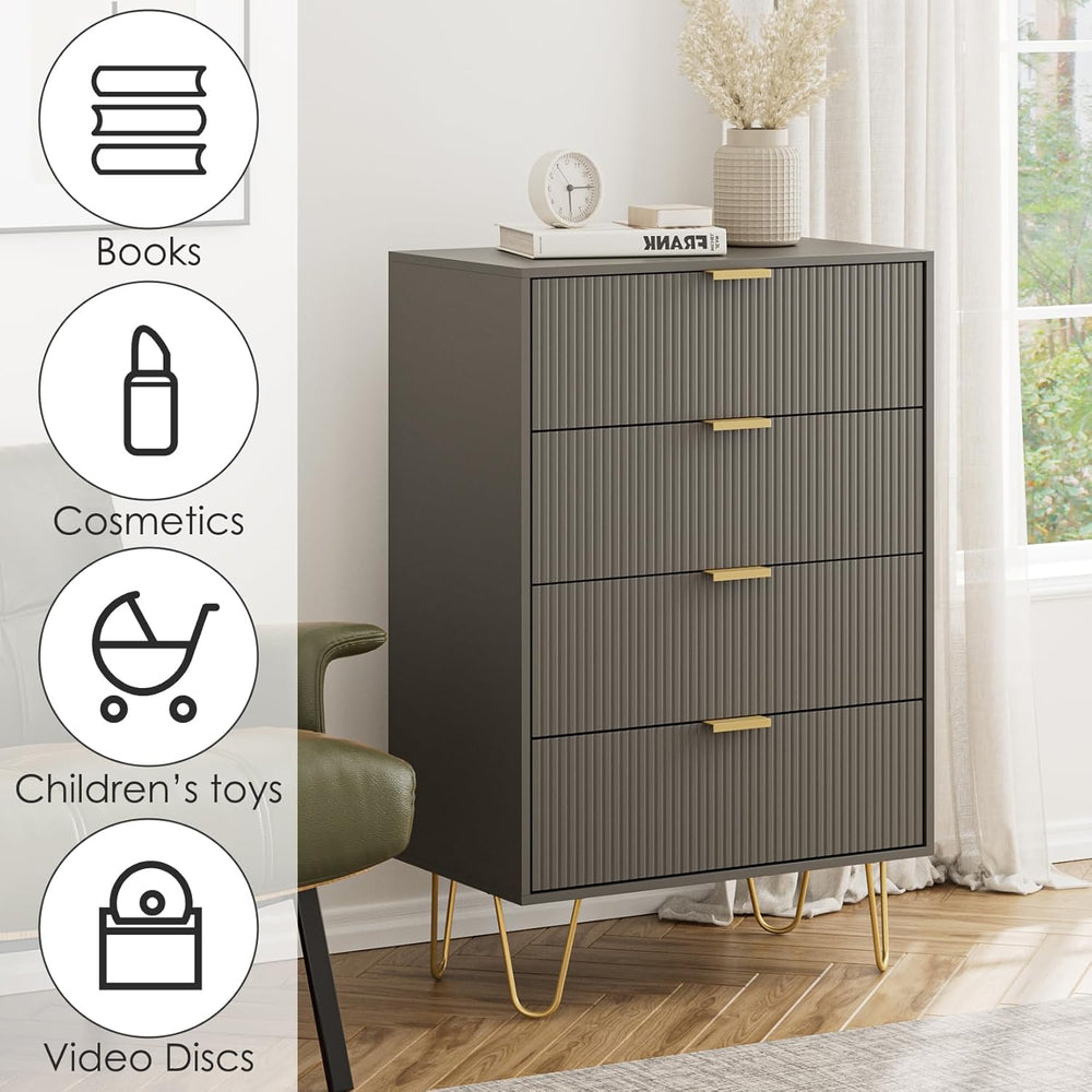 Masupu 4 Drawer Dresser, Drawer Chest, Tall Storage Dresser Chest Cabinet Org...
