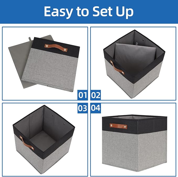 Temary 13 x 13 Storage Cubes Foldable Storage Cubes 4 Pack Canvas Storage Bin - Image 7