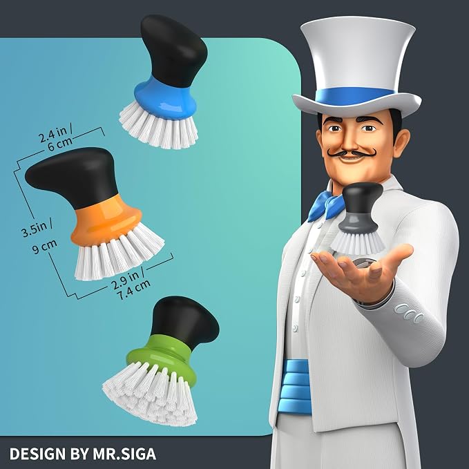 MR.SIGA Dish Scrub Brush, Palm Brush Dish Scrubber - Image 2