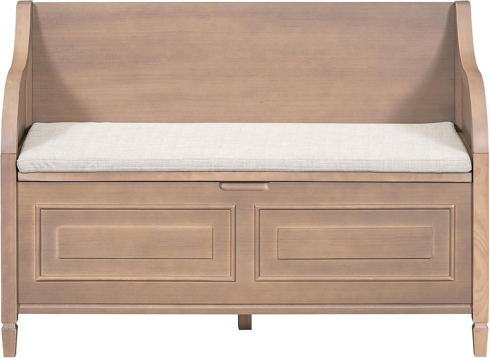 SOFTSEA 41.9" Storage Bench with Back, Entryway Shoe Bench with Cushion ...