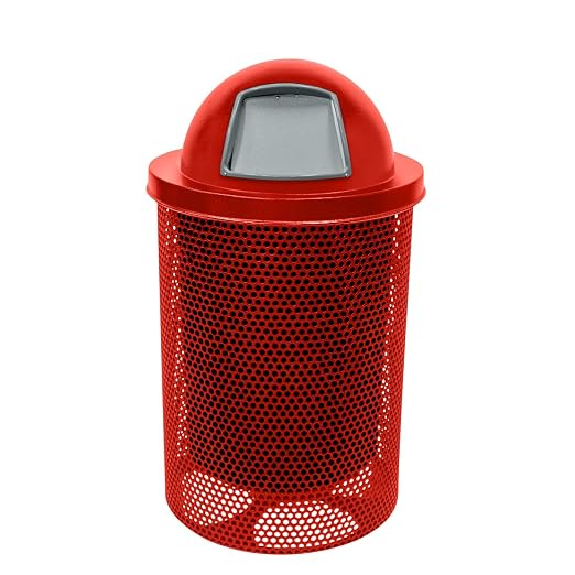 COATEDOUTDOORFURNITURE RDT-P-RED Heavy Duty Round Trash Receptacle by CoatedOutdoorFurniture