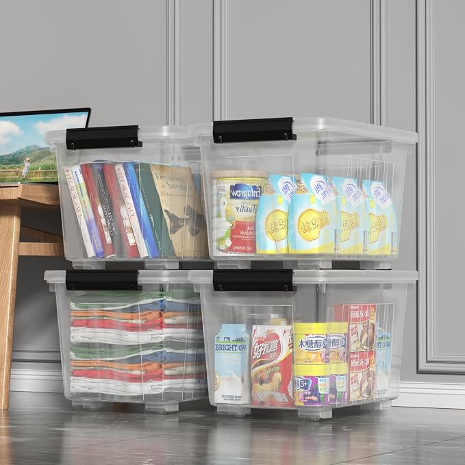 Zopnny 30 Quart Plastic Stacker Box, Large Storage Bin Container - Image 4