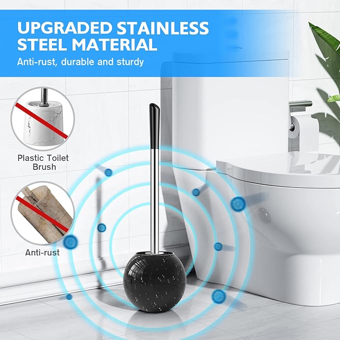 Toilet Brush and Holder 2 Pack, 304 Stainless Steel Toilet Brush - Image 2