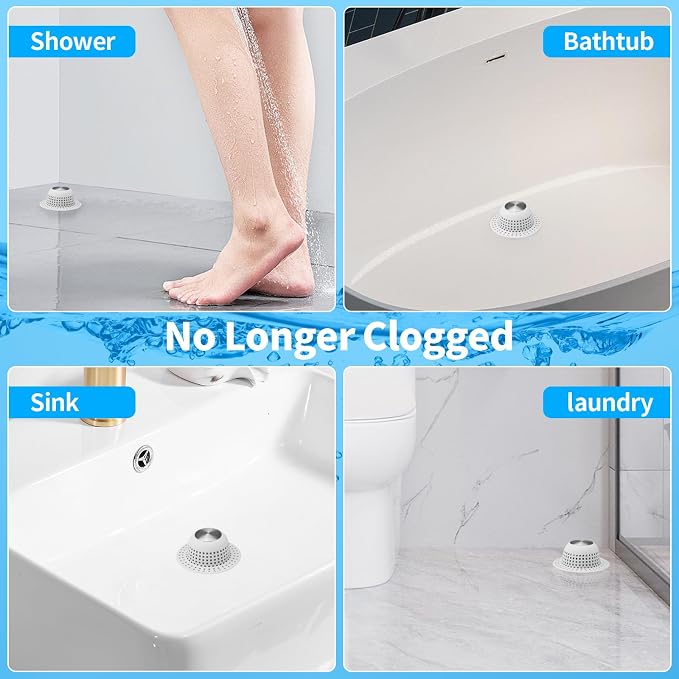 Shower Drain Hair Catcher, Bathtub Drain Cover Foldable Silicone Shower & Tub - Image 2