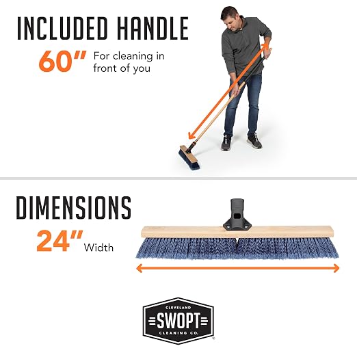 SWOPT 24” Premium Multi-Surface Push Broom Head — Cleaning Head Interchangeable - Image 6