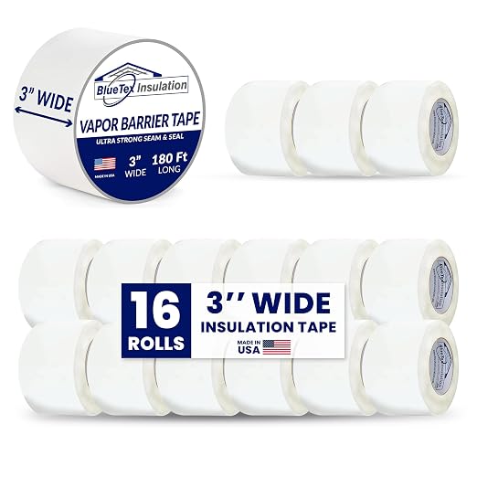 BlueTex Insulationㅤ3 Wide x 180' Long White Vapor Barrier Seam Tape by BlueTexInsulation