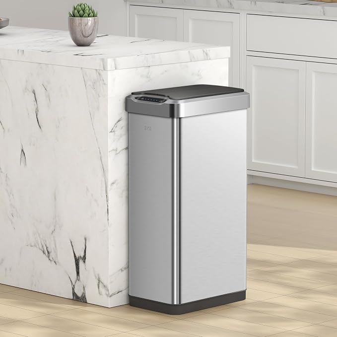 EKO Phantom-T 50 Liter / 13.2 Gallon Vertical Motion Sensor Trash Can, Brushed - Image 3