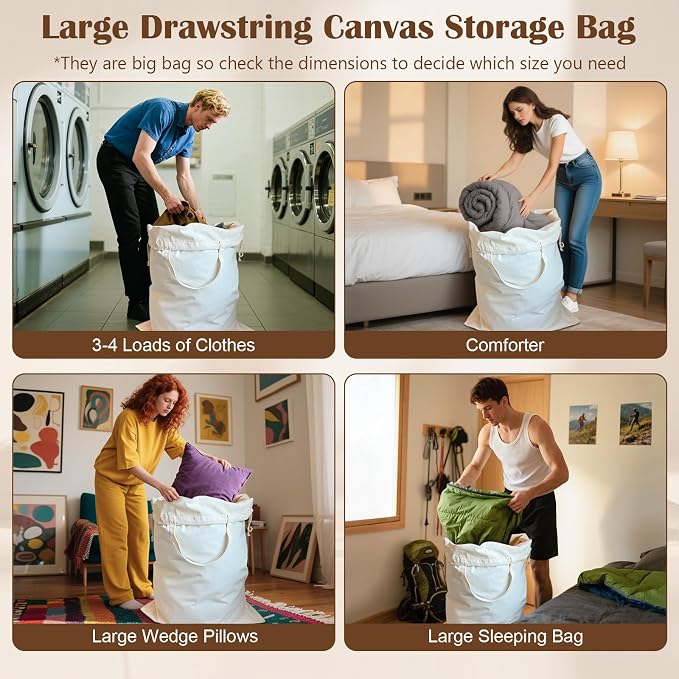Canvas Laundry Bag 33"x 35", Thick Cotton Laundry Bag - Image 5