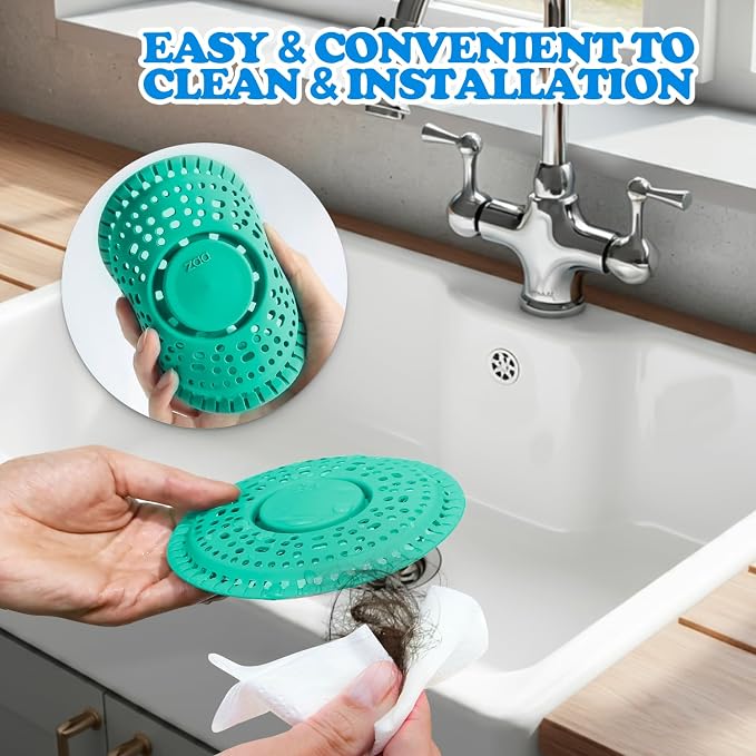 zaa Shower Drain Hair Catcher, 2 Pack Premium Silicone Drain Protector & Shower - Image 5