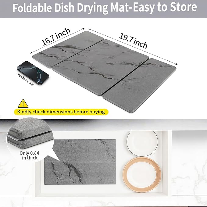 Stone Drying Mat for Kitchen Counter19.7"x 15.7"- 180° Steam-Cured for Smooth - Image 4