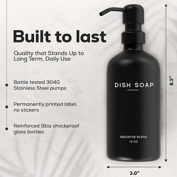 Luxury Glass Hand and Dish Soap Dispenser Set by Brighter Barns - Image 3