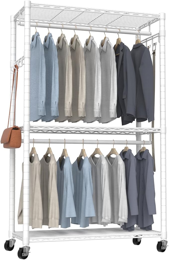 Clothes Rack, Clothing Rack for Hanging Clothes, 3 Tiers Adjustable Heavy Duty - Image 7