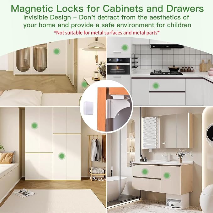 32 Pack Vkania Magnetic Cabinet Locks Baby Proofing - Image 5