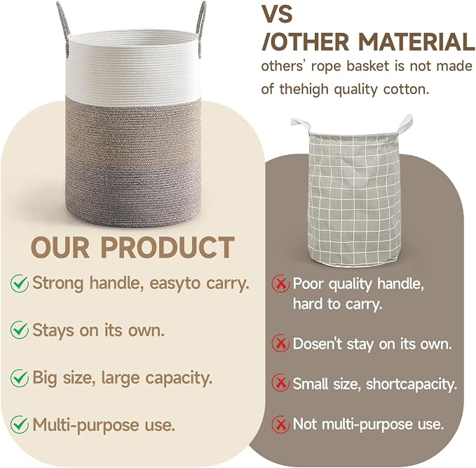 CLHMILY&Z 100L Laundry Basket Round Storage Rope Basket - Image 6