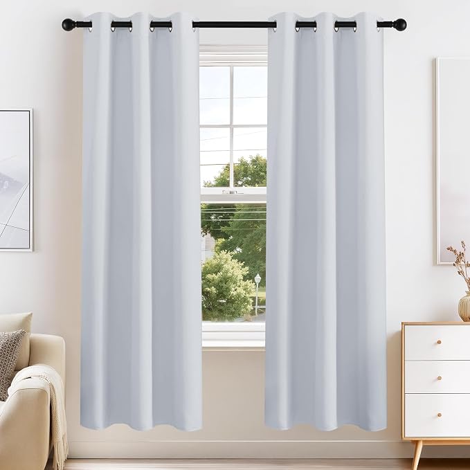 PONY DANCE Greyish White Blackout Curtains by PONYDANCE