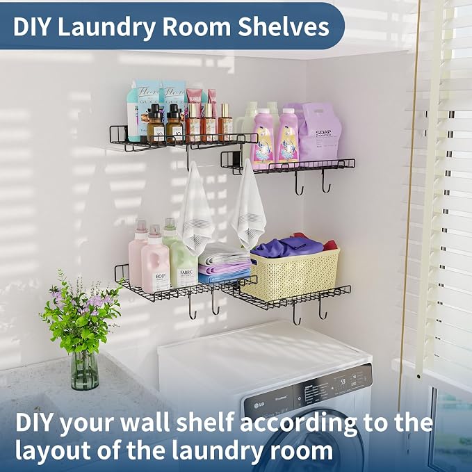 4 Pack Garage Wall Shelf, Wall Mounted Storage Shelves, Heavy Duty Metal Shelves - Image 6