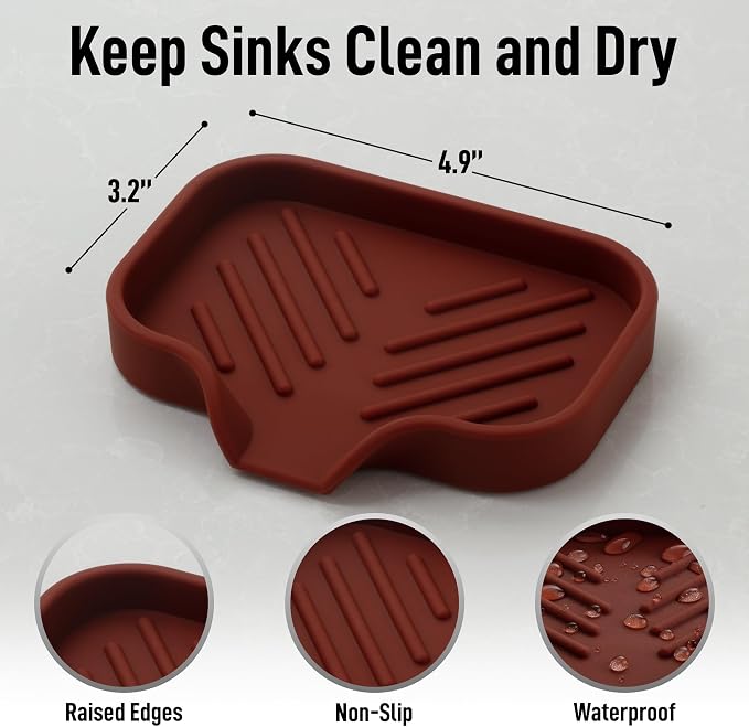 Zulay Kitchen Small Silicone Sponge Holder – Space-Saving Sink Organizer Tray - Image 4
