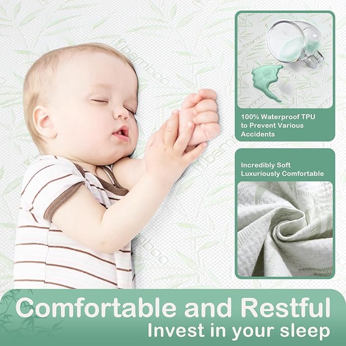 Twin XL Mattress Protector Waterproof Mattress Pad Washable Bamboo Rayon - Image 3