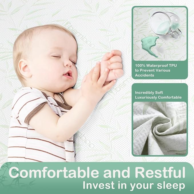 King Mattress Protector Waterproof Mattress Pad Washable Bamboo Rayon Mattress - Image 3