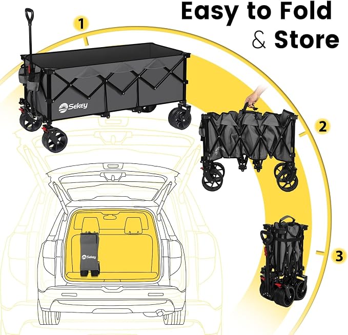 Sekey 48''L Collapsible Foldable Extended Wagon - Image 6