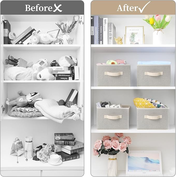 Storage Baskets, 11-Inch Woven Fabric Bins, Storage Cubes - Image 6