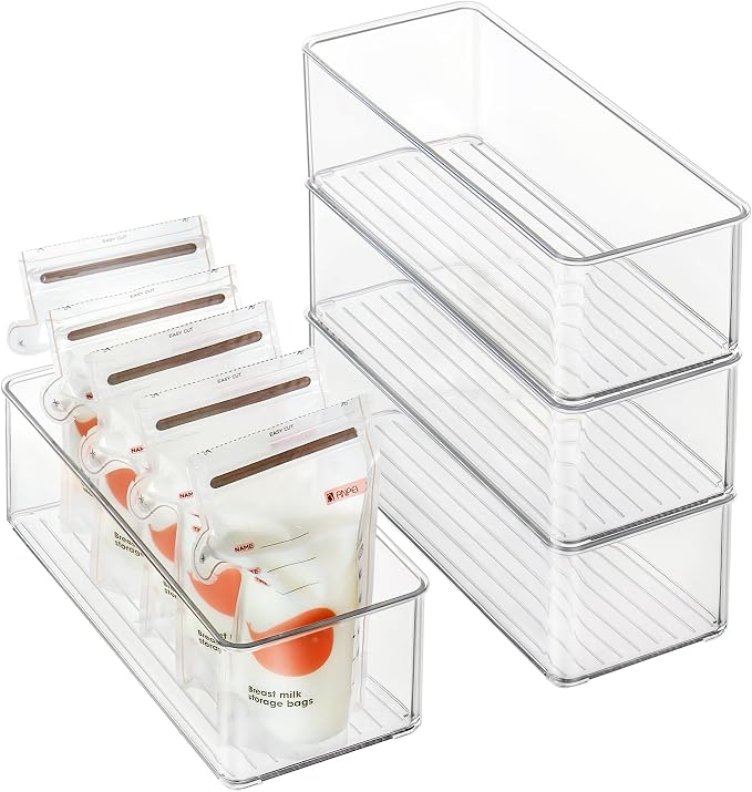 4 PACK Freezer Organizer Bins Clear Stackable Storage Bins - Image 8