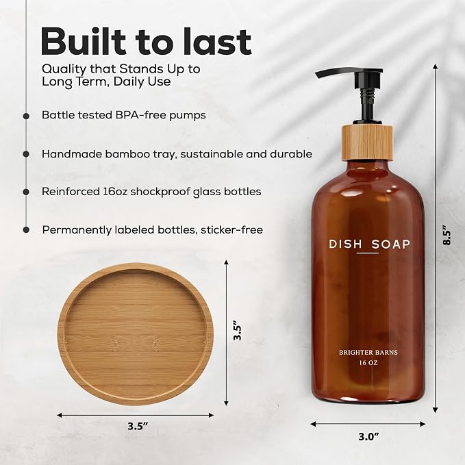 Amber Glass Dish Soap Dispenser - Image 3