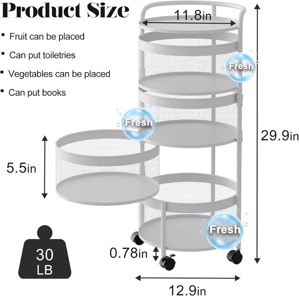 Garden 4 you Rotating Kitchen Storage Shelf Rack, 360° Rotating Fruit and Veg...
