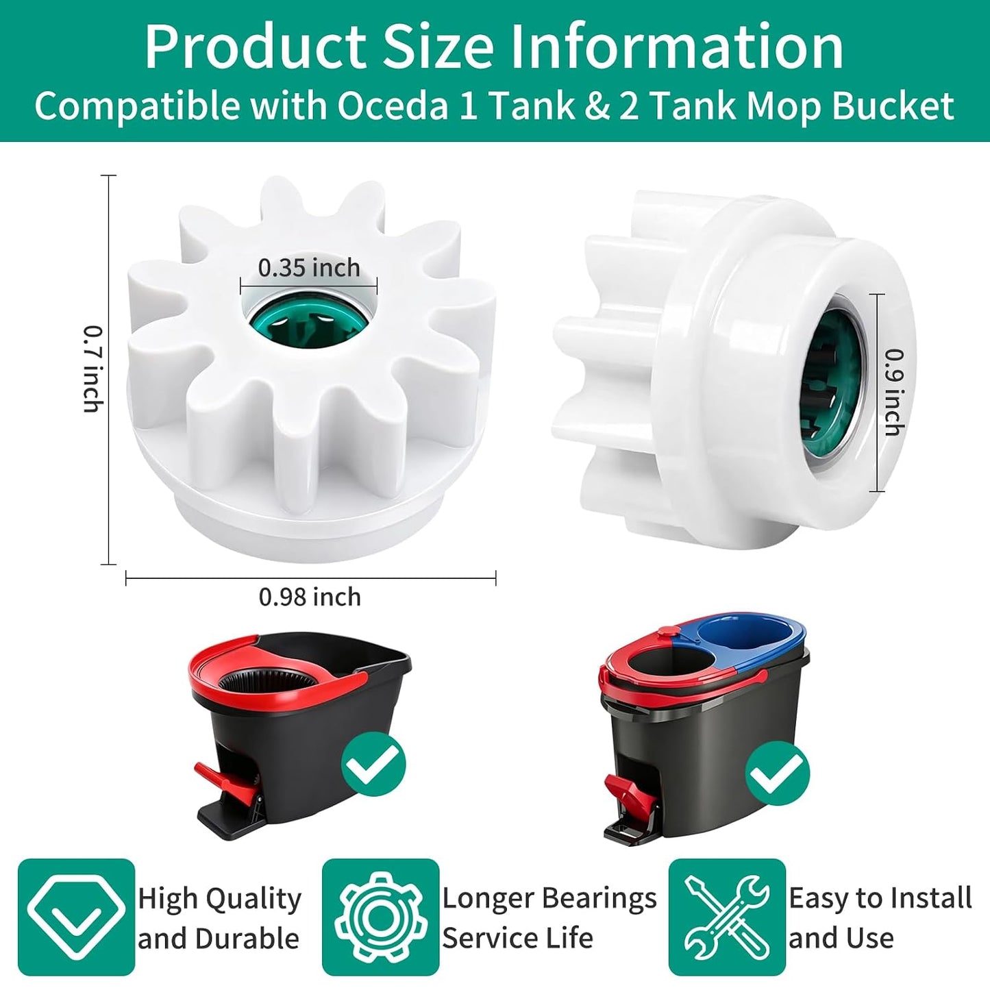 3 Pcs Pedal Bearing Replacement for O-Cedar Mop Bucket,Suitable Fix for 90% Rotation Mop Bucket on The Market,One Way Clutch Gear Sprockets Repair Spin Mop,Bucket,Mop Gears