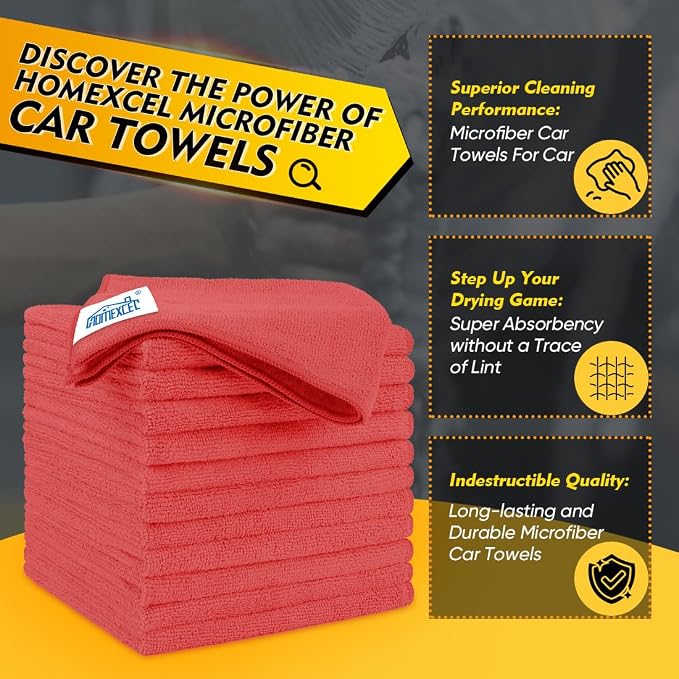HOMEXCEL Red Microfiber Cleaning Cloth 50 Pack, 12.5 x 12.5 inch Microfiber - Image 2