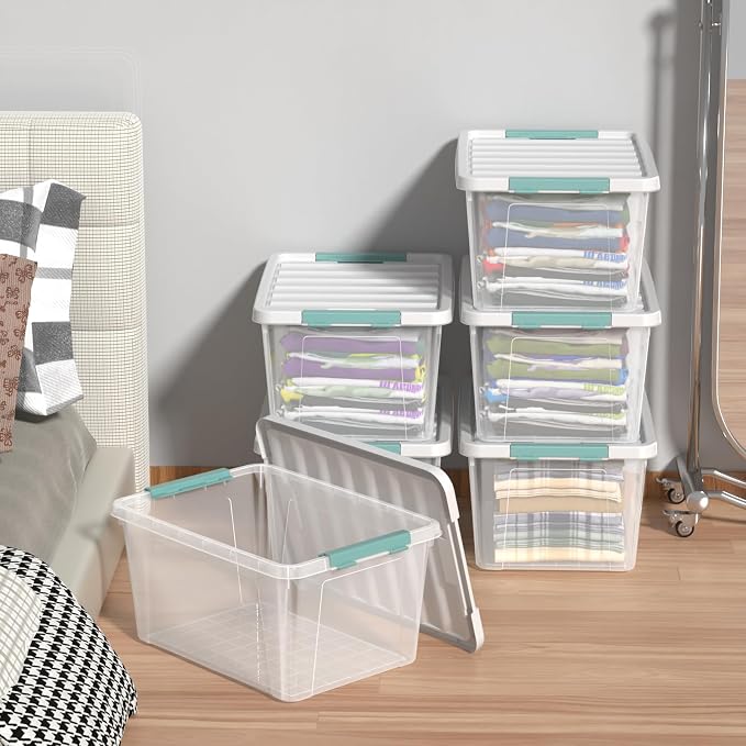 Zopnny 6-Pack 35 Quart Plastic Latch Storage Box - Image 5