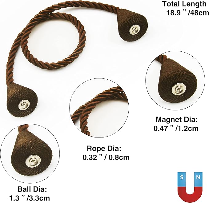 2 Pack Magnetic Curtain Tiebacks Rope Modern Handmade Curtain Tie Backs - Image 3