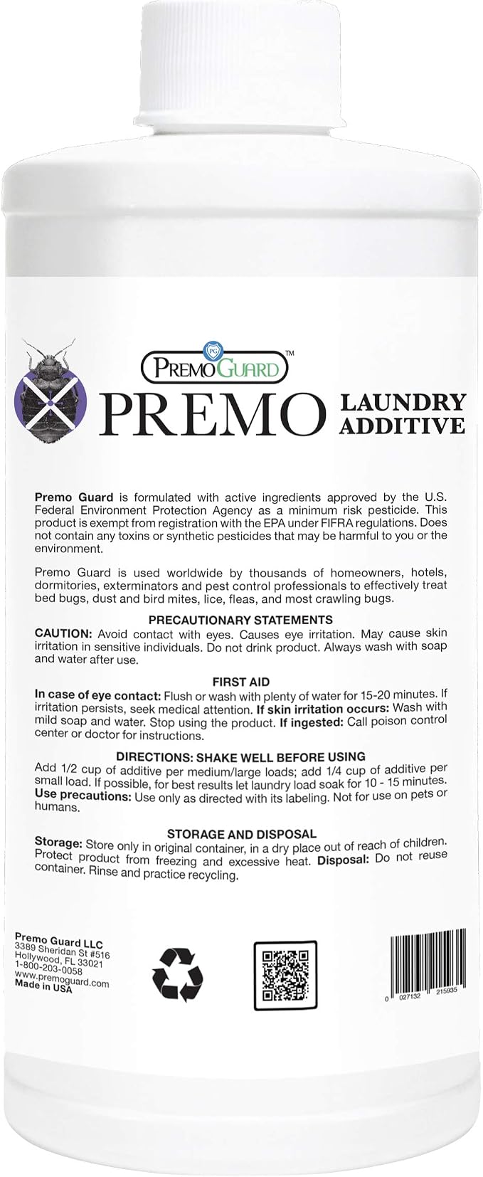 Bed Bug & Mite Laundry Detergent Additive by Premo Guard – 32 oz – Child & Pet - Image 2