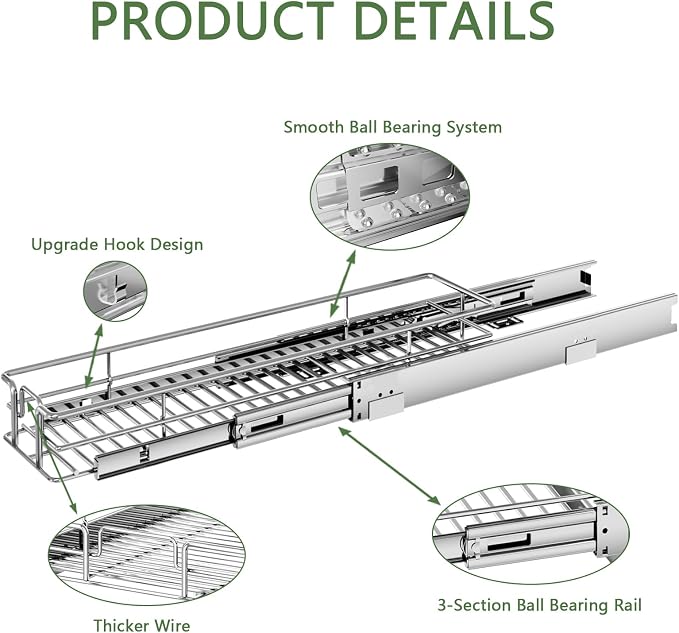 Pull Out Cabinet Organizer 7½" W x 21½" D, Heavy Duty Cabinet Pull Out Shelves - Image 7