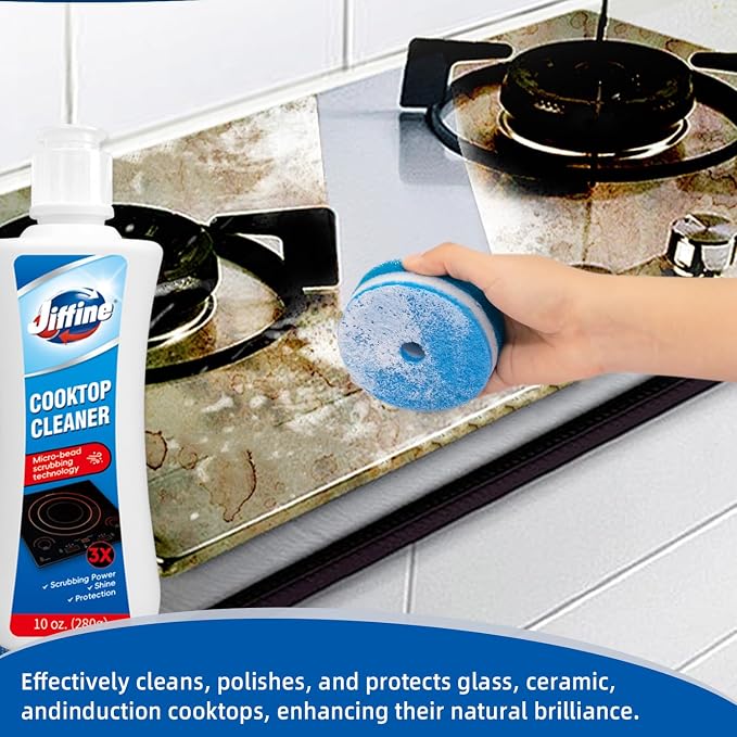 Glass Cooktop Cleaner Kit & Polish - 10 oz Stove Top Cleaner - Image 4