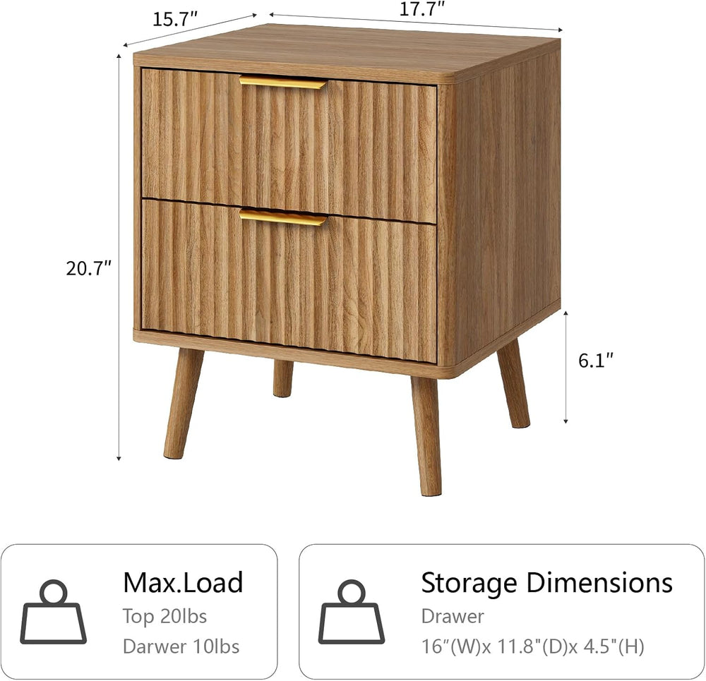CARPETNAL Fluted Dresser and Nightstand Sets for Bedroom, 3 Pcs Bedroom Set, ...
