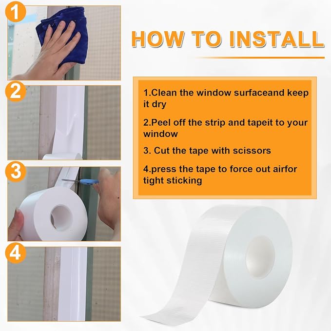 Window Weather Sealing Tape 2 Inch x 90 FT Weather Stripping Residue-Free - Image 4