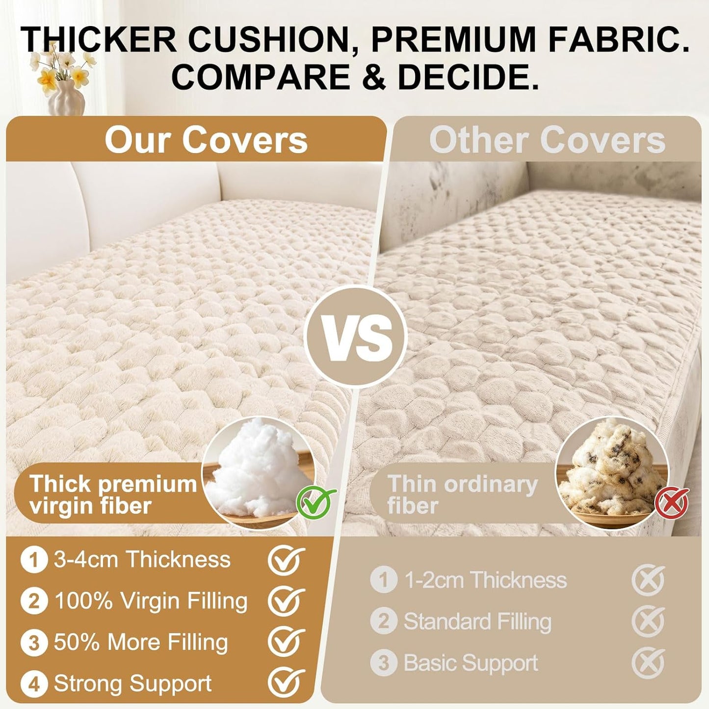 Smiry Non Slip Couch Covers for Dogs, Scratch Resistant Pet Sofa Protector, Machine Washable Soft Fuzzy Thick Furniture Cover for Sofa Loveseat Sectional Large Dogs (Cream, 27.6" x 59")