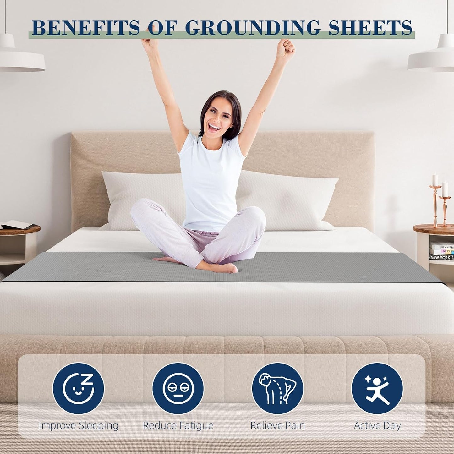 Grounding Sheet for All Mattress Sizes, with grounding Cord and Test Pen (Graphite,105.2 * 23.2inch)