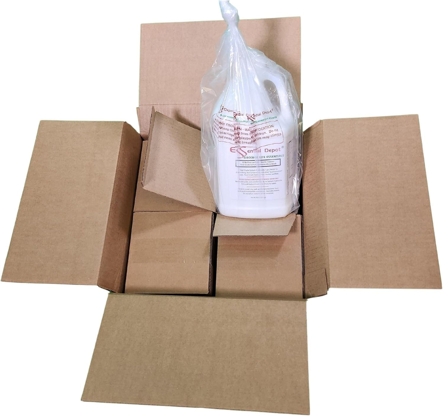 Essential Depot 40 lbs Bottle Food Grade Sodium Hydroxide Lye Evenly-Sized Micro Pels (Beads or Particles) - Lye Drain Cleaner - HDPE Container with Resealable Child Resistant Cap and Handle