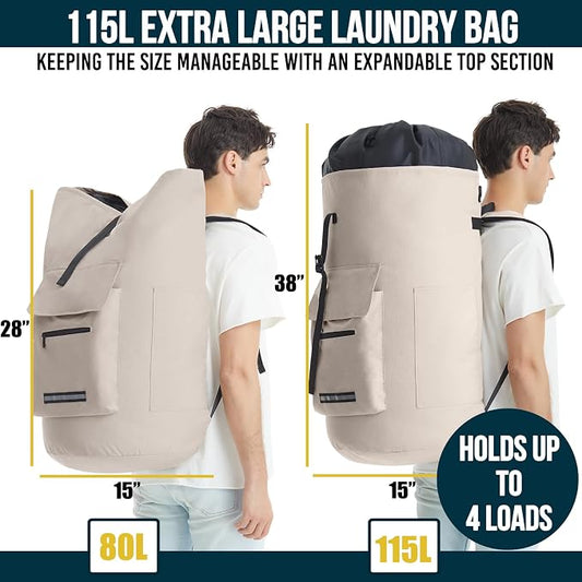 Laundry Bag Extra Large Heavy Duty, 115L Laundry Backpack, College Laundry Bag - Image 2
