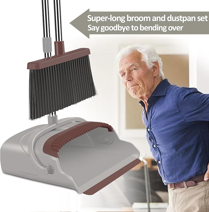 kelamayi Upgrade Broom and Dustpan Set, Self-Cleaning - Image 4