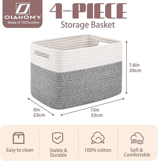 OIAHOMY 4 Pack Storage Baskets for Organizing, Basket for Shelves - Image 2