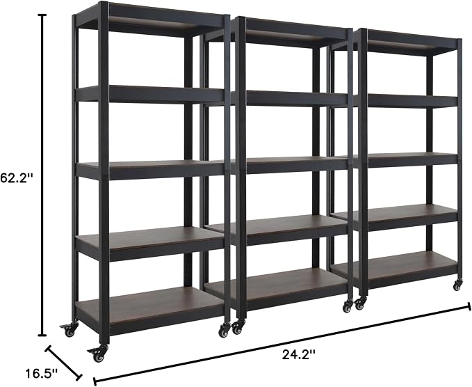 HOMEDANT House 5-Tier Metal Rolling Cart Shelf Rack Casters Heavy Duty - Image 2